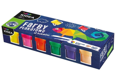 KIDEA Farby Plakatowe 12x20ml Intensywne Do Szkoły