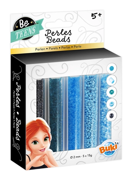 Buki France, Be Teens, Tuba z perełkami, Niebieskie koraliki, PE002, dla dziewczynek w wieku 5+