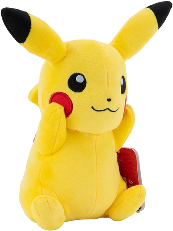 Pokemon, Maskotka pluszowa żółty Pikachu, 19/25 cm, główny bohater z bajki, oryginalna zabawka, solidny pluszak, bardzo miły w dotyku, producent Jazwares, wiek dziecka 2+