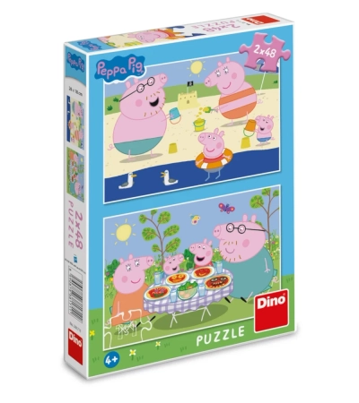 Świnka Peppa, puzzle 2w1, Peppa na wakacjach, 2 x 48 el.