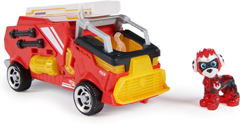 Psi Patrol: Wielki Film, Samochód strażacki i figurka czerwony piesek Marshall, efekty dźwiękowe i świetlne, zabawka z bajki, renomowany producent Spin Master, wiek dziecka 3+