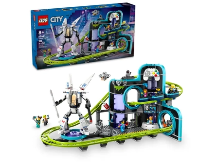 Klocki Lego City 60421 Park Świat Robotów z rollercoasterem, 986 elementów, zabawka dla ośmiolatków, oryginalne klocki