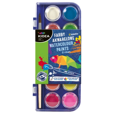 Farby Akwarelowe KIDEA 12 Kolorów DERFORM - Zestaw Artystyczny dla Dzieci