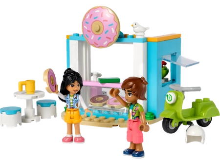 Klocki Lego Friends 41723 Cukiernia z pączkami, 63 elementy, oryginalny zestaw, 2 figurki, skuter, idealny pomysł na prezent dla dziewczynek w wieku 4 lata+