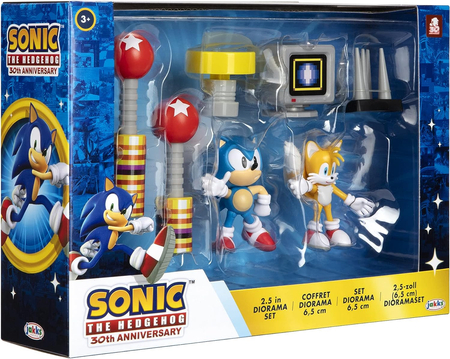 Sonic The Hedgehog, 2 Figurki z gry Sonic i Tails i akcesoria, oryginalna zabawka na licencji, 7 el. dla dzieci w wieku 3+