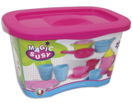 Androni, Zestaw kuchenny dla dzieci - Filiżanki - Spodki - Garnki 22, 24 elementy, wysoka jakość, wyprodukowane we Włoszech