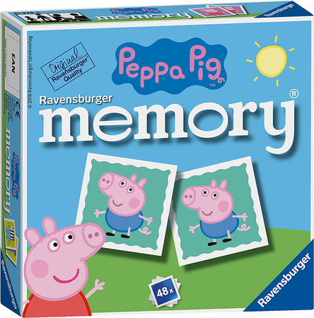 Ravensburger, Świnka Peppa, Gra pamięciowa Memory dla dzieci, 48 el. 5x5 cm, wiek dziecka 3+, liczba graczy od 2 do 6