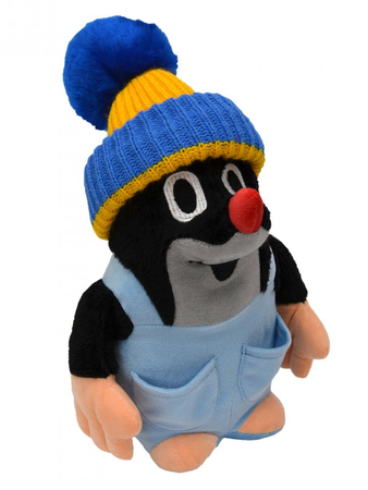 MU Brno, Krecik, Maskotka pluszowa w spodenkach i niebiesko-żółtej czapce, 28 cm