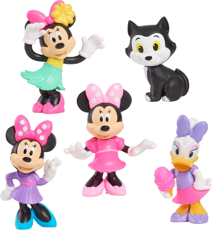 Myszka Minnie, Zestaw figurki Minnie w trzech wersja, Daisy i kotek, wysokość od 4 do 7 cm