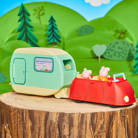 Hasbro, Świnka Peppa, Oryginalna zabawka Przyczepa kempingowa, 3 figurki, liczne akcesoria