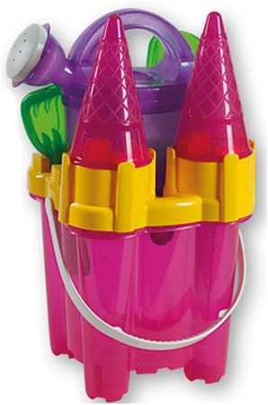 Androni, Włoskie zabawki do piaskownicy Różowy zamek z akcesoriami 32, idealne zabawki na plażę i do piasku