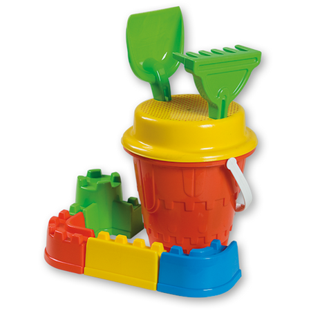 Androni, Zabawki plażowe - foremki - Zamek - zestaw pomarańczowy 27, wyprodukowany we Włoszech, 8 elementów, idealna zabawka do piaskownicy i na plażę