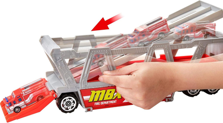 Matchbox, Zestaw Ciężarówka transporter i pojazd samochód strażacki z akcesoriami