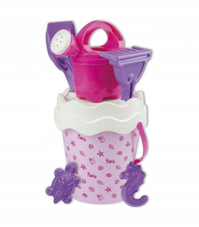 Androni, Zabawki do piasku dla dziewczynki Sea Shell różowe 19, wyprodukowane we Włoszech, 7 elementów, wysoka jakość, idealne na prezent na wyjazd nad morze