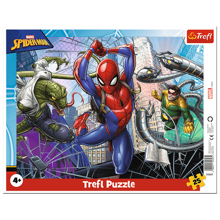 Trefl, Puzzle ramkowe: Spiderman 25 el., dla dzieci w wieku 4+