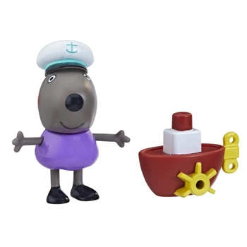 Świnka Peppa, Figurka piesek Danny z mini statkiem, zabawka z bajki, renomowany producent Hasbro, wykonana z plastiku, wiek dziecka 3+