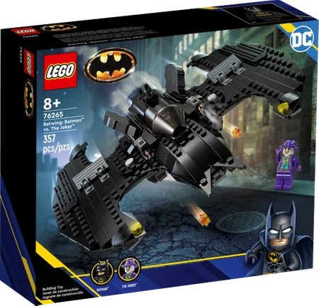 Klocki Lego DC 76265 Batwing: Batman kontra Joker, pojazd Batmana i 2 mini figurki, 357 elementów, dla fanów, oryginalne klocki, wiek dziecka 8+