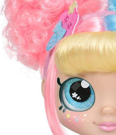 KindiKids, Pachnące Siostry, Lalka Candy z dużymi brokatowymi oczami, 30 cm, ruchoma głowa, zdejmowane buciki