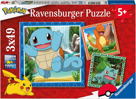 Pokemon, Puzzle 3-w-1, Trzy obrazki 3x49 el. dla dzieci w wieku 5+