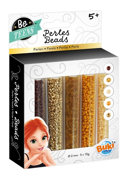 Buki Be Teens, Tuba z perełkami, Złote i brązowe koraliki, PE009