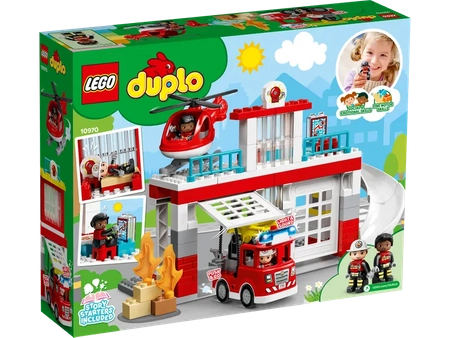 Klocki Lego Duplo 10970 Remiza strażacka i helikopter, 117 elementów, bezpieczne klocki dla dzieci 2+