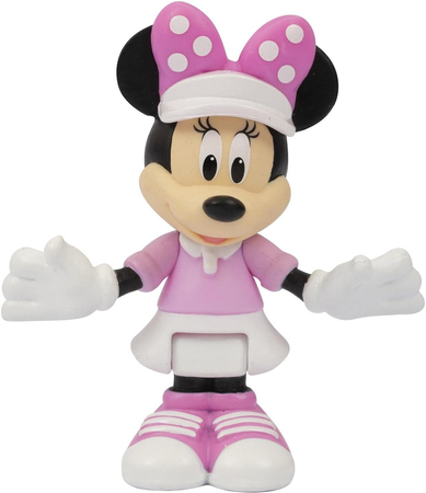 Disney Junior, Myszka Minnie, Figurka Myszki ubranej na sportowo, 7 cm, można poruszać rączkami, oryginalna zabawka, dla dziewczynek w wieku 3 lata+