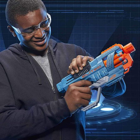 Hasbro, Pistolet Nerf Elite Commander RD-6, zawiera 12 strzałek, 6 strzałowy obrotowy magazynek, zasięg do 27 metrów, dla dzieci w wieku 8+