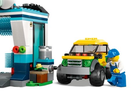 Klocki Lego City 60362 Myjnia samochodowa, 243 elementy do zbudowania myjni i samochodu oraz 2 mini figurki, klocki oryginalne, wysoka jakość, wiek dziecka 6+