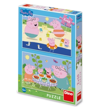 Świnka Peppa, puzzle 2w1, Peppa na wakacjach, 2 x 48 el.