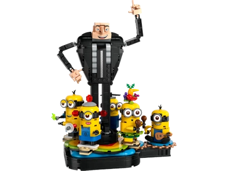 Klocki Lego Minionki 75582 Despicable Me 4 Gru i minionki z klocków, 839 el., duża figurka Gru i 5 figurek mjinionków, wiek dziecka 9+