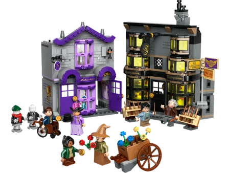 Klocki Lego Harry Potter 76439 Sklepy Ollivandera i Madame Malkin, 744 elementy, super prezent dla fana serii, dla dzieci 8+