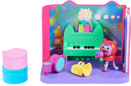 Spin Master, DreamWorks Koci Domek Gabi, Pokój Muzyczny z figurką kota DJ Catnip Kocimiętka, akcesoria, zabawka oryginalna, dla dziewczynek w wieku już 3+