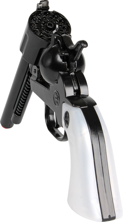 Gonher 121/6, Metalowy pistolet rewolwer czarny na kapiszony, 12 strzałowy, produkcja Hiszpania