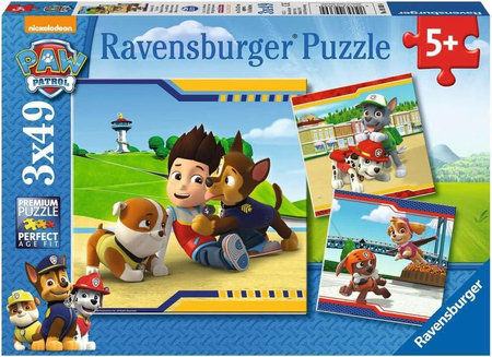 Ravensburger, Psi Patrol, Puzzle, 3x49 el. dla dzieci w wieku 5+