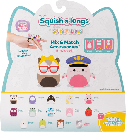 Squishmallows, Mini figurki 14 szt. i akcesoria, seria 1, Squish a longs