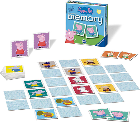 Ravensburger, Świnka Peppa, Gra pamięciowa Memory dla dzieci, 48 el. 5x5 cm, wiek dziecka 3+, liczba graczy od 2 do 6