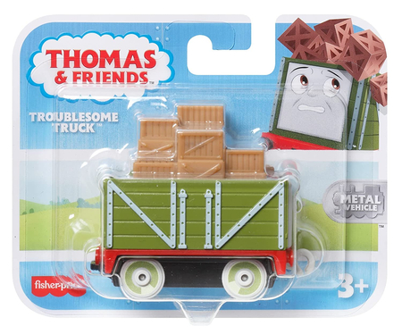 Tomek i Przyjaciele, Mały nieznośny wagonik troublesome truck, wykonany z metalu, plastikowe koła i ładunek, Mattel, wiek dziecka 3+