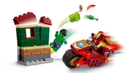 Klocki Lego Marvel Super Heroes 76287 Iron Man z motocyklem i Hulk, 68 elementów, 2 figurki bohaterów, dla dzieci w wieku 4+ 