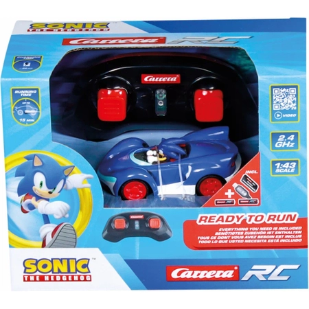 Carrera RC, Sonic the Hedgehog, Zdalnie sterowany mini samochodzik Sonic, na pilot, szybkość do 5 km/h, do 15 minut na 1 ładowaniu