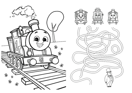 Tomek i Przyjaciele, duże puzzle Super Maxi, 24 duże elementy, dwustronne, jedna strona do kolorowania, wymiary obrazka 60 x 40 cm, dla dzieci w wieku 3+