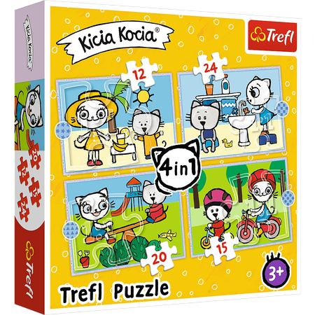 Trefl, Kicia Kocia, Puzzle dla dzieci 4 w 1, 12-15-20-24 el.