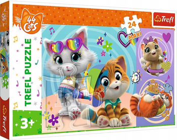 Trefl, 44 koty, Kolorowe duże puzzle Maxi dla dzieci w wieku 3+, obrazek 60x40 cm, duże elementy, 24 puzzle