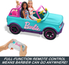 Barbie, Hot Wheels RC, Zdalnie sterowany samochód Barbie, mieści 2 lalki, zasięg do 30 metrów