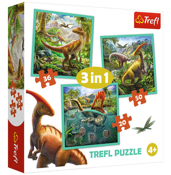 Trefl, Puzzle dla dzieci 3-w-1 Dinozaury 20-36-50 el.