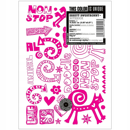 Zeszyt 32-kartkowy w kratkę, Doodles_4_Różowy