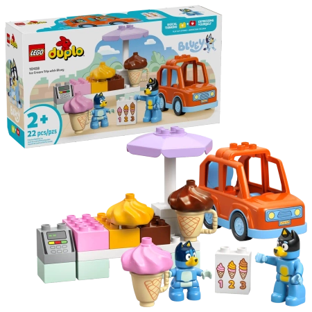 Klocki Lego Duplo Bluey 10458 Wyprawa po lody z Blue, 22 elementy, dla dzieci w wieku 2+