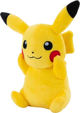 Pokemon, Maskotka pluszowa żółty Pikachu, 19/25 cm, główny bohater z bajki, oryginalna zabawka, solidny pluszak, bardzo miły w dotyku, producent Jazwares, wiek dziecka 2+