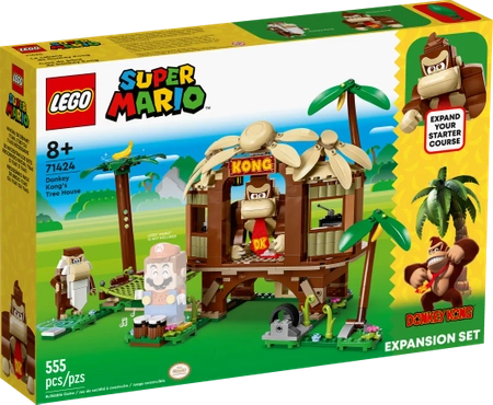 Klocki Lego Super Mario 71424 Domek na drzewie Donkey Konga — zestaw rozszerzający, 555 elementów, idealny prezent dla fanów gry, zabawka dla ośmiolatków i starszych dzieci