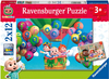 Cocomelon, Puzzle dla małych dzieci 2 x 12 el., 2 obrazki w jednym pudełku, wymiary obrazka 26 x 18 cm, producent Ravensburger, wiek dziecka 3+