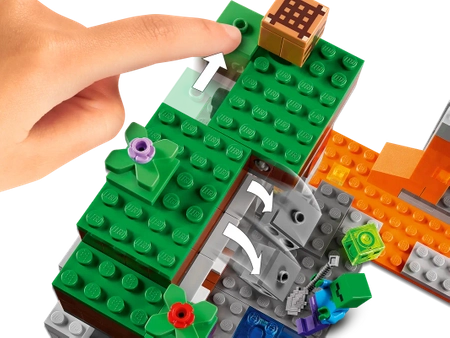 Klocki Lego Minecraft 21166 Opuszczona kopalnia, 248 el., figurki Steve, zombie, pająk, zestaw, oryginalne klocki z gry, wiek dziecka 7+